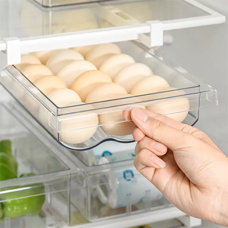 Factory Wholesale Plastic Transparent PET Slide Drawer Refrigerator Egg Storage Box Fruit and Vegetable Storage Box Food Storage