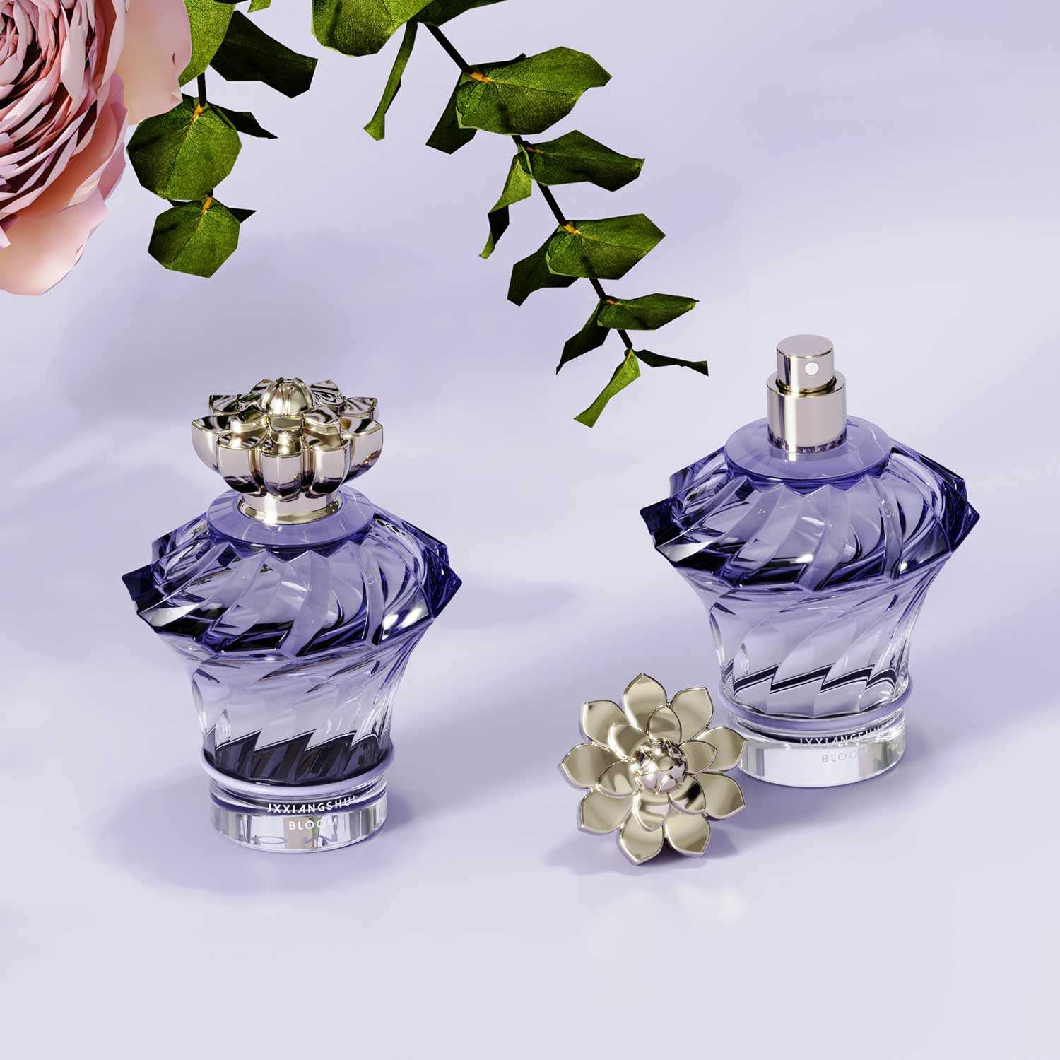Purple Perfume Bottle With Flower Cap Durable And Versatile