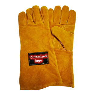 Guantes de soldadura industrial de cuero partido CE EN388 EN407, resistentes al calor, soldadura por arco de argón Tig, cuero de vaca, seguridad - Product Image 1