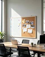 Tableau blanc combiné CB08 avec tableau en liège mural, cadre en MDF et métal, double surface d'écriture, pour bureau, école, maison, logo personnalisé