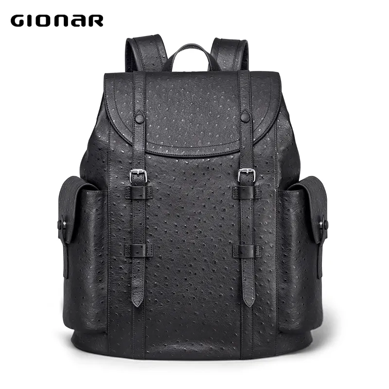 Brand Custom Designer High End Business Men Luxury Backpack Bag Ostrich Grain cowhide Genuine Leather Laptop Backpack For Men