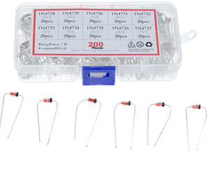 (<span class=keywords><strong>1N4728</strong></span> - 1N4737) Ensemble de diodes de stabilisation de tension 1W, en boîte, 200 pièces, 10 valeurs de résistance, 200 unités - Product Image 1