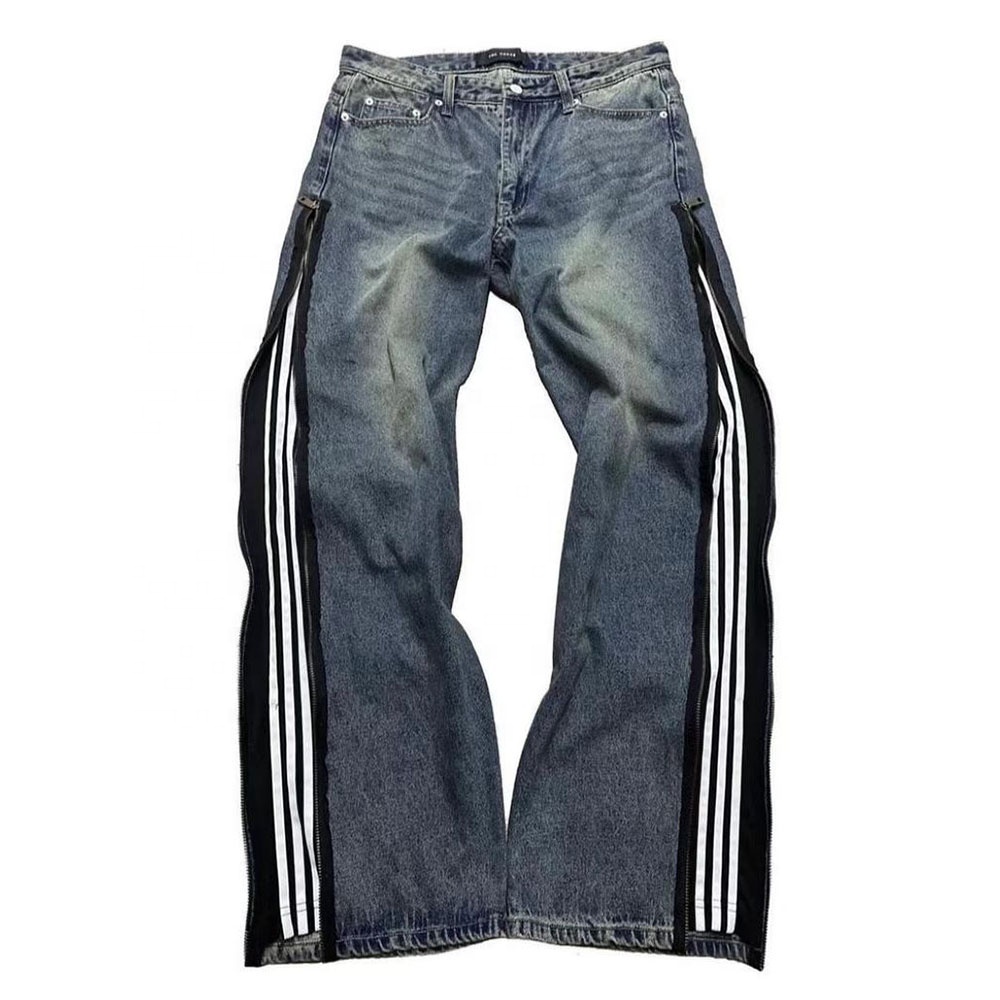 Al Costado Pantalones De Mezclilla Abiertos De Las Piernas Cadera