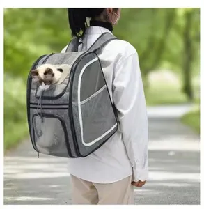 Wholesale Portable Pet Cage Backpack Breathable Sustainable Zipper Closure Foldable Polyester Nylon Oxford Material Pet Carriers
