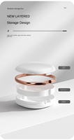 Boîte de rangement portable ronde en plastique pour correcteur dentaire avec miroir, étui bleu/blanc pour appareils orthodontiques, taille standard