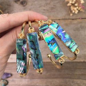 LS-A2861 İnanılmaz moda doğal <span class=keywords><strong>abalone</strong></span> kabuk bileklik, yüksek kaliteli altın kaplama tel sarma bileklik manşet bilezik takı - Product Image 4