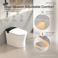 WC intelligent avec télécommande (incluse), siphon en P, siège chauffant, double chasse, cuvette allongée en céramique, équipement sanitaire automatique