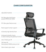 Chaise de bureau ergonomique à dossier haut en tissu maillé pivotante, modèle exécutif, best-seller