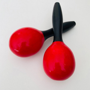 Maracas en bois peintes de rouge et noir pour la musique, vente en gros - Product Image 2