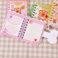 Carnet spirale A7, 80 feuilles, 80 g/m², couverture adhésive, bord ondulé, 4 motifs oursons, mini format de poche, papeterie étudiante, vente en gros
