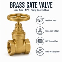 Vanne à opercule Z15W-16 PN16 200 WOG en laiton forgé sans plomb, à tige montante, à passage plein, anti-corrosion, pour conduites d'eau, d'huile et de gaz
