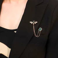 Bros Pin Rantai Lebah Retro, Paduan Logam Berlapis Enamel dengan Berlian Imitasi, Kalung Bunga Dada, Aksesoris Pakaian Mewah Berkualitas Tinggi, Grosir
