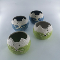 Pot de fleur coréen pour jardin de cactus succulents Cadeau de fille mignonne Mini pot de plante en céramique Pot décoratif de dessin coloré émaillé