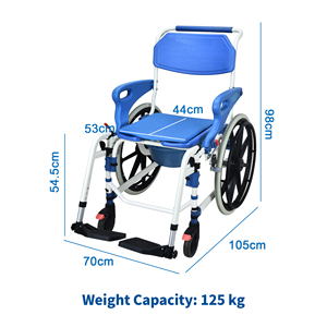 Silla de Baño Médica con Reposapiés <span class=keywords><strong>para</strong></span> Transferencias entre la Ducha, el Baño y la Cama, Portátil con Ruedas <span class=keywords><strong>para</strong></span> Personas Mayores - Product Image 3