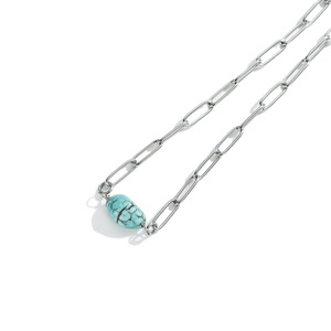 Natural Turquoise Necklace Water Drop Shape Titanium Steel Chain Unisex Fashion Jewelry - Product Image 4