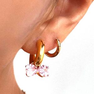 2024เครื่องประดับที่ดี18K ชุบทอง925เงินประสาน zircon หัวใจต่างหูห่วง - Product Image 2