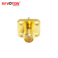 Lancement de fin d'usine plaqué or sma femelle jack pcb 4 trous panneau bord montage rf connecteur coaxial (rf) connecteurs en stock