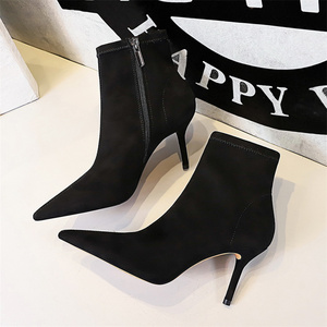 Chaussures à talons hauts pour femmes, bottines à talon aiguille, bottes à fermeture éclair pointues pour femmes - Product Image 4