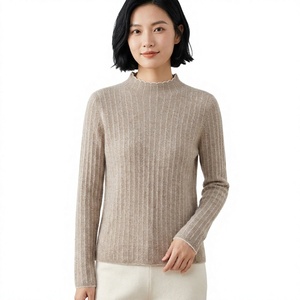 Suéter de Mujer 100% Lana, Cuello Alto, Tejido de Canalé, Manga Larga, Minimalista, Transpirable, Anti-Pilling, para Otoño - Product Image 1