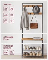 Meuble d'entrée multifonctionnel élégant : armoire à chaussures, rangement en bois, porte-manteau, meuble de hall avec banc