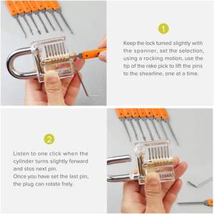 Cerrajero, gran oferta, acero inoxidable <span class=keywords><strong>de</strong></span> alta calidad, 17 piezas, juego <span class=keywords><strong>de</strong></span> ganzúas, 2 cerraduras <span class=keywords><strong>de</strong></span> práctica - Product Image 4