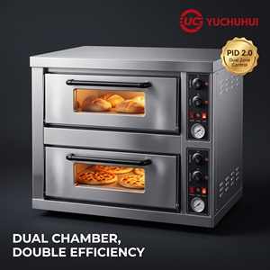 Forno Elettrico Professionale a Doppio Piano per <span class=keywords><strong>Pizza</strong></span>, Forno Commerciale in Acciaio Inossidabile a 2 Livelli, Macchina per Cuocere Pane a Doppia Camera - Product Image 2