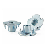 Tuerca en T DIN1624 de 4 Puntas M4 M6, Tuerca de Inserción de Cuatro Garras de Acero Galvanizado con Recubrimiento de Zinc, Clase 4.8, para Muebles y Carpintería