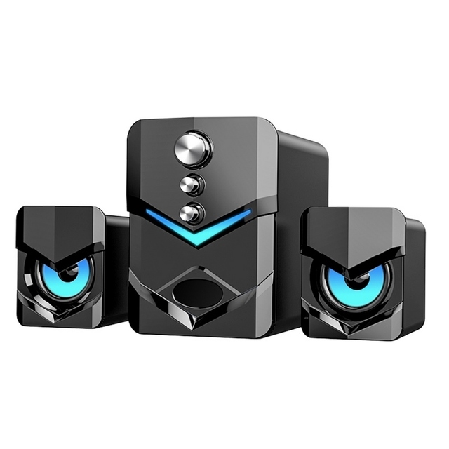 SADA D-222 Computer Speaker with Subwoofer USB-Powered 2.1 Stereo Multimedia Speakers with LED Light 3.5mm Audio Input