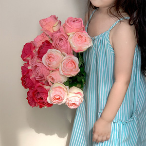 Rosa Artificial de Seda, Color Rosa Oscuro, Rosa Claro, Rosa Pálido, Alta Simulación, Decoración para Bodas y Hogar, Accesorios de Fotografía, de Fábrica - Product Image 2