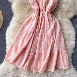 Vestido Corto Bohemio de Verano para <span class=keywords><strong>Playa</strong></span>, Sexy, <span class=keywords><strong>con</strong></span> Escote en V, Cintura Alta, Cierre de Botón, Estilo Línea A, Vestidos Amplios - Product Image 6