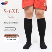Chaussettes de compression grande taille en gros, promotionnelles, antibactériennes, en nylon, avec soutien large pour le mollet, hauteur genou, 15-20 mmHg, unisexe, taille S