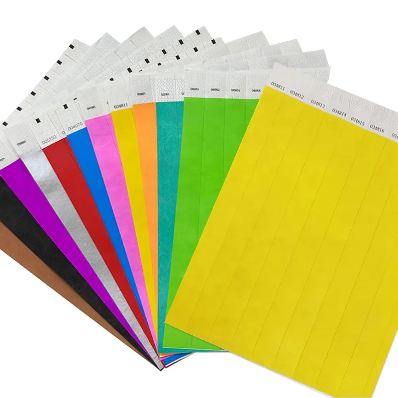 25*250mm boş Tyvek bilekliği düz renk yazdırılabilir su geçirmez kağıt Tyvek bilezikler bilek bandı