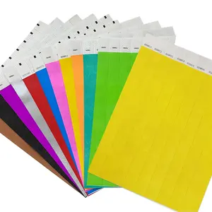 25*250mm Pulseras Tyvek en blanco Color sólido Imprimible Papel impermeable Pulseras Tyvek Muñequera