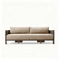 Fauteuil de patio en corde d'oléfine imperméable de luxe personnalisé hôtel villa salon simple extérieur canapé en teck ODM OEM sans quantité minimale de commande