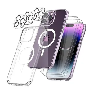 Película de vidro temperado para iphone, proteção para lente magnética, para modelos iphone 14 pro max