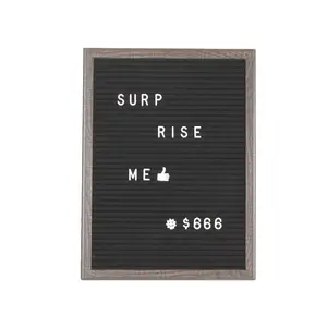 Jinnhome 12*16 Tablero de letras de fieltro negro con 340 letras y soporte de madera náutica Letrero de pared gris oscuro hecho a mano por cajas de madera - Product Image 1