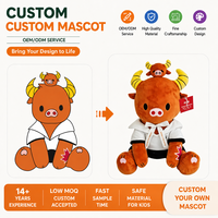 Mascotte personnalisée en peluche taureau, OEM ODM, personnage sur mesure pour promotion d'entreprise, souvenir, vente en gros