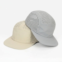 Casquette respirante à perforations découpées au laser personnalisées, séchage rapide, en nylon uni, pour la course, casquette 5 panneaux, casquettes de camping