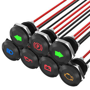 Feux indicateurs LED pour voiture en métal, étanches IP67, plusieurs couleurs, 12 mm, 12 V, avec fils de 30 cm - Product Image 1