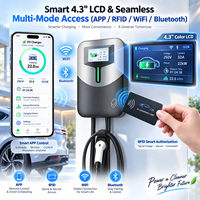 Pengisi Daya Dinding EV 32A 7kW 11kW 22kW Tipe 2 Layar 4.3 Inci RFID Aplikasi WiFi 480V Stasiun Pengisian Cepat Mobil Listrik OEM