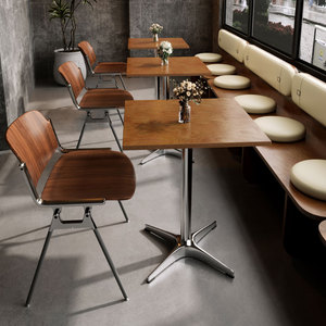 طاولة أريكة وكراسي بتصميم صناعي من خشب البتولا البحري للمقاهي والمطاعم - Product Image 1