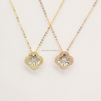 Collier en or 18K en forme de trèfle à 4 feuilles, collier en diamant de danse naturel, vente en gros, bijoux pour femmes