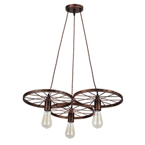 Lámpara colgante 3xE27, diámetro 60 cm, acabado oxidado marrón, ideal para decoración y ambientación en interiores. - Product Image 1