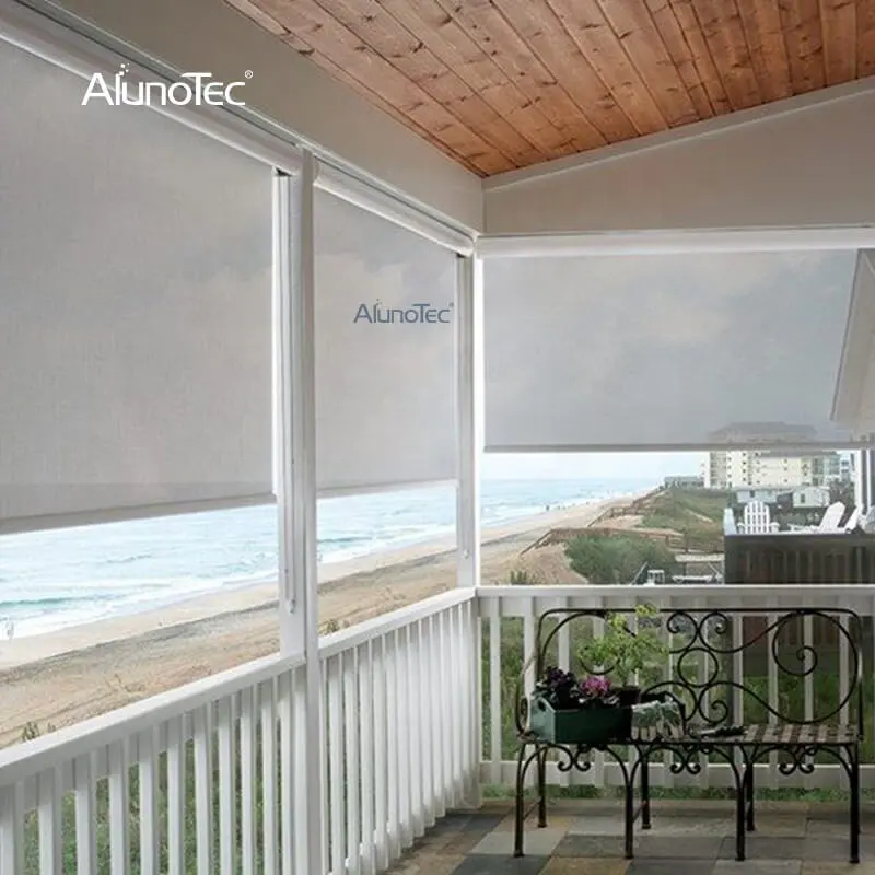 AlunoTec Motorizado Tecido Impermeável Cortinas Elétricas Verticais Sombra Persianas Outdoor Zip Screen Roller Blinds