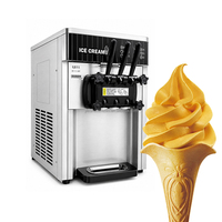 Machine à glaces professionnelles 3 saveurs lait et eau 16-20L/H pour café, restaurant, pâtisserie