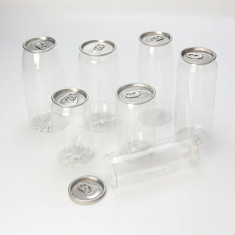 Прозрачные пластиковые пустые легко открывающиеся банки с крышкой Pop Top, Концевая упаковка для тунца, ПЦР RPET банки для еды, консервирования