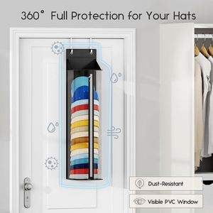 ที่แขวนหมวกแบบแขวนประตูพร้อมช่องใส PVC สำหรับเก็บหมวกเบสบอล ป้องกันฝุ่น สำหรับตู้เสื้อผ้า - Product Image 6