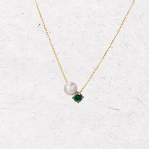 新ファッション女性シンプルステンレスネックレスジュエリー模造真珠誕生石ジルコンペンダントチョーカーネックレス - Product Image 6