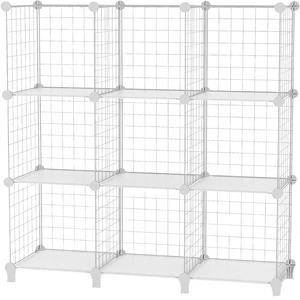 Organisateur de placard à trois niveaux, bacs de rangement empilables, grilles modulaires <span class=keywords><strong>DIY</strong></span>, étagères de rangement en fil métallique en forme de cube - Product Image 6