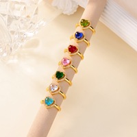 Nouvelle bague polyvalente en laiton plaqué or 18 carats, ajustable, pour femme, incrustée de zircone en forme de cœur blanc, vert et rouge, bijoux de mode